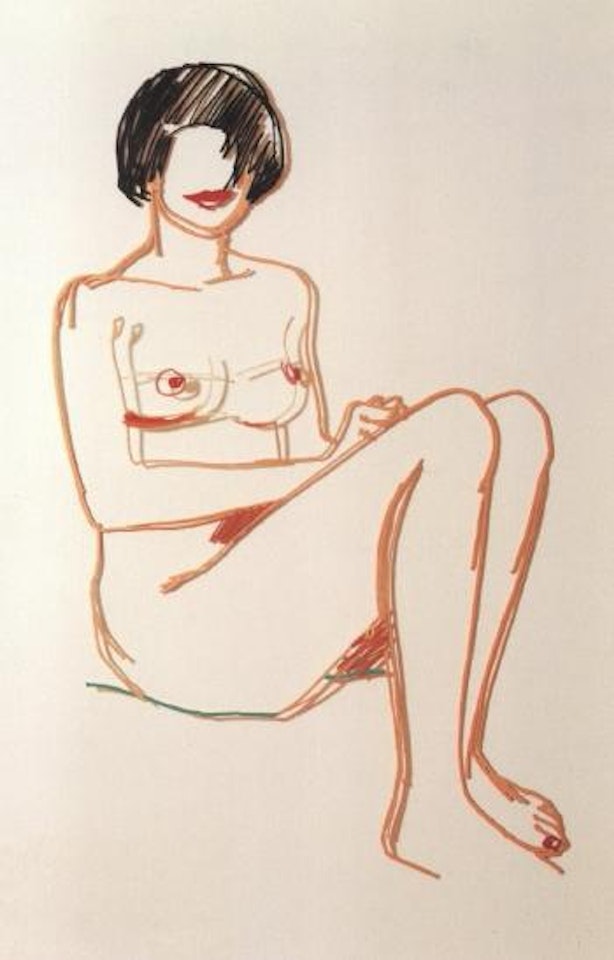 Steel drawing/seated nude by Tom Wesselmann