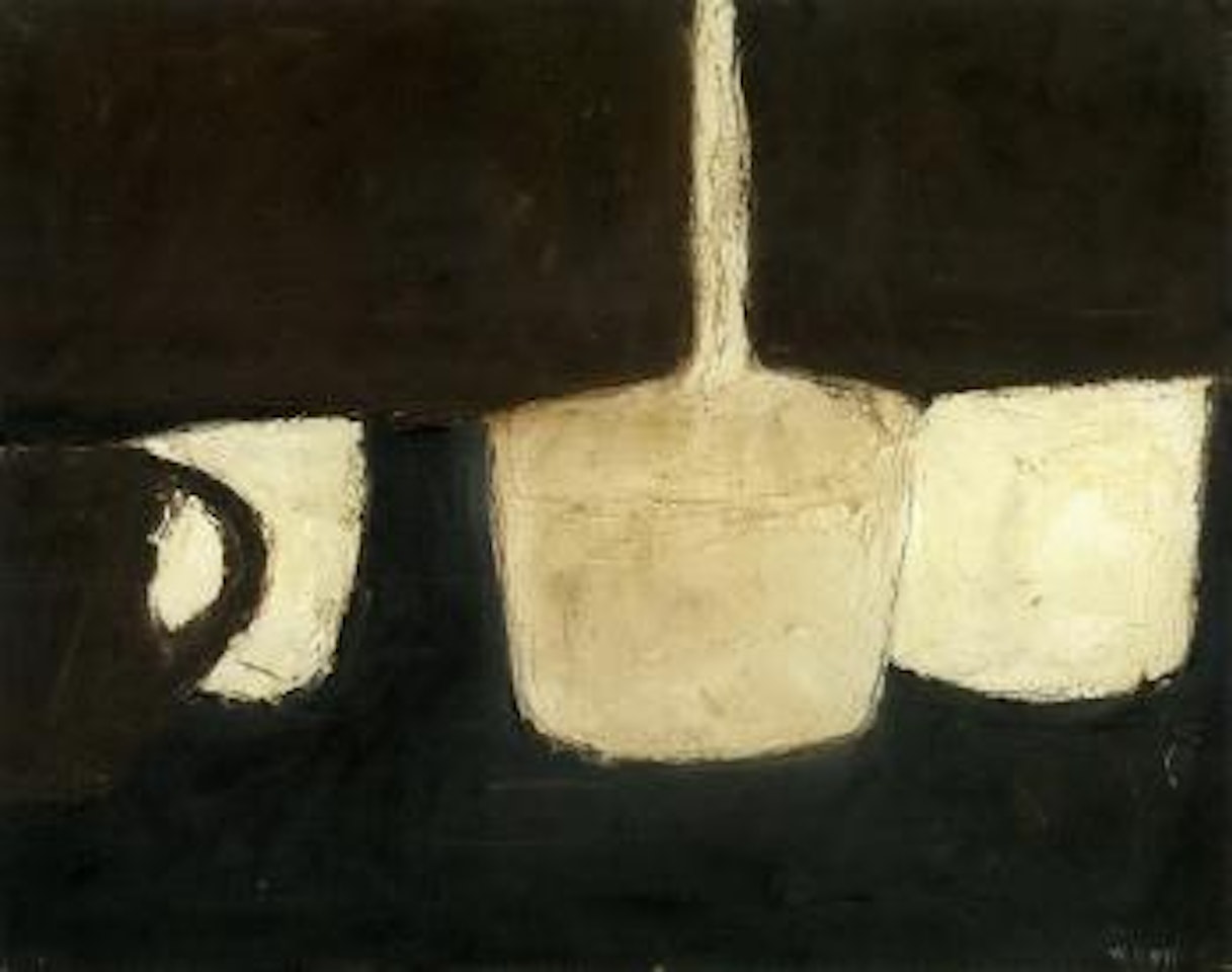 Mug, pans and bowls by William Scott