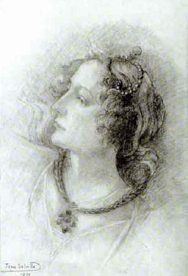 Tete de jeune femme au diademe de perles by Jean Delville
