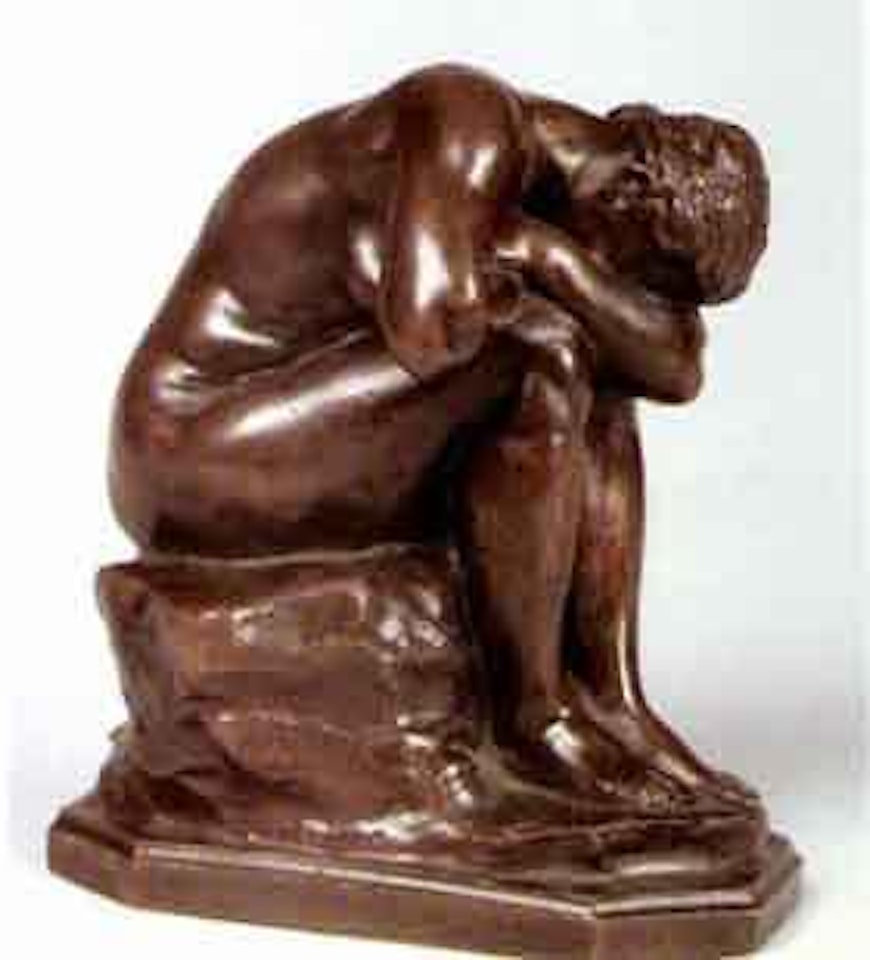 Le miroir casse, nu assis by Aime Jules Dalou