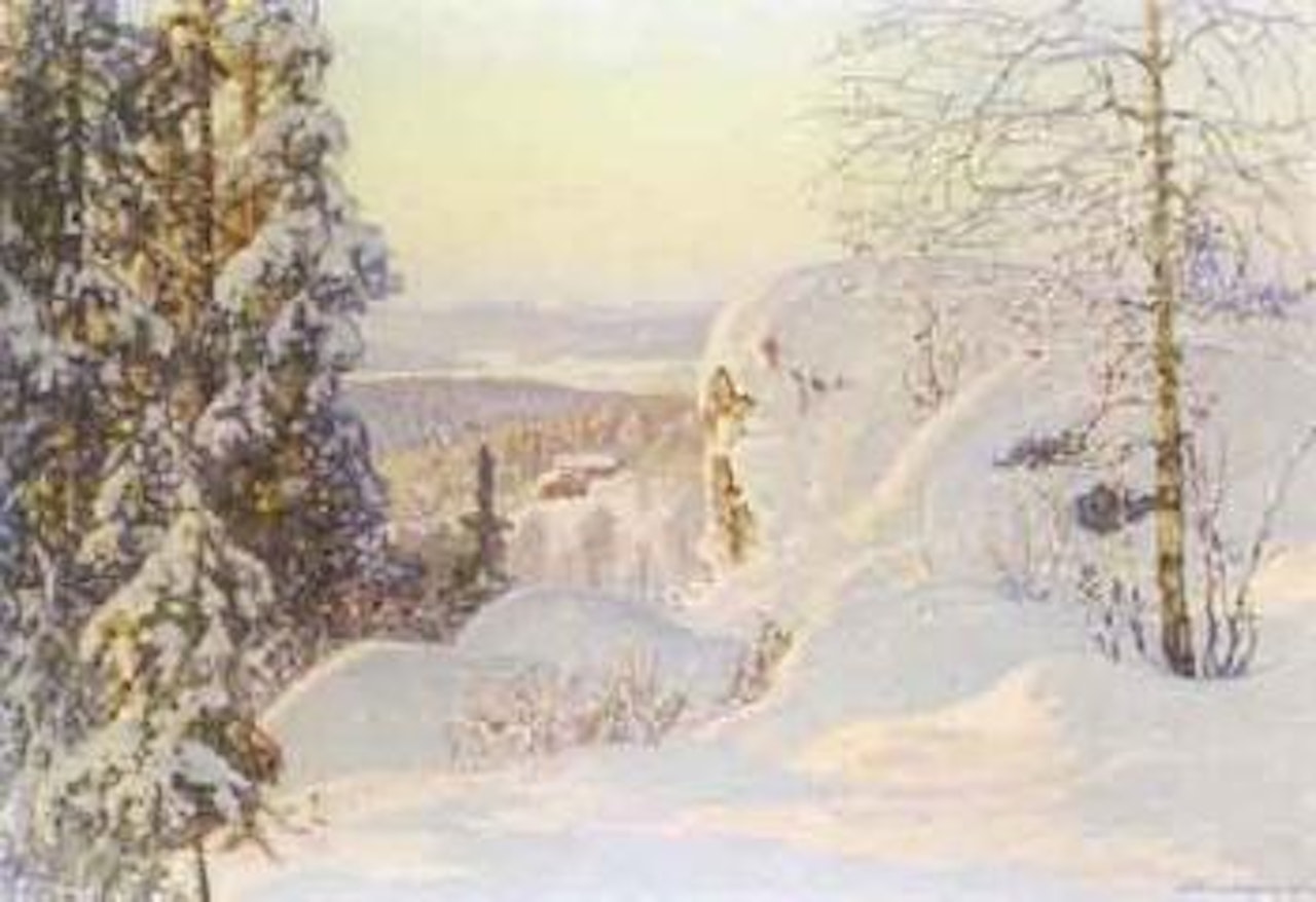 Woodland in winter by Anshelm Schultzberg
