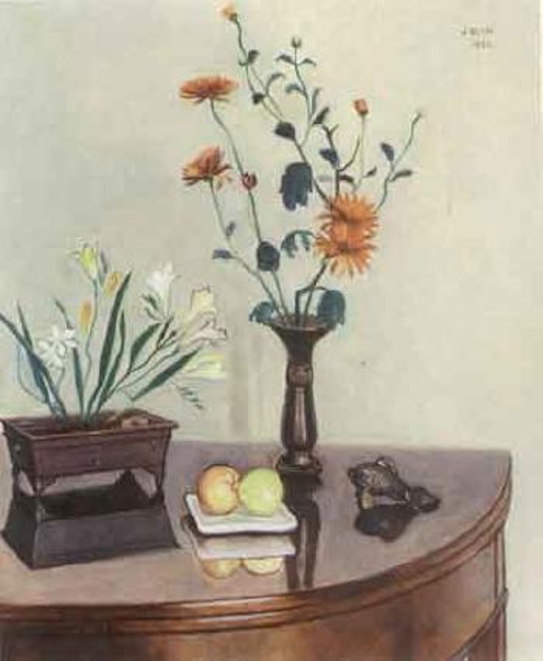 Still life of flowers and fruit by Einar Jolin