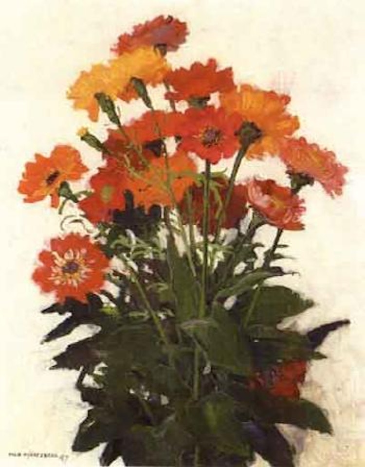 Still life of flowers by Olle Hjortzberg