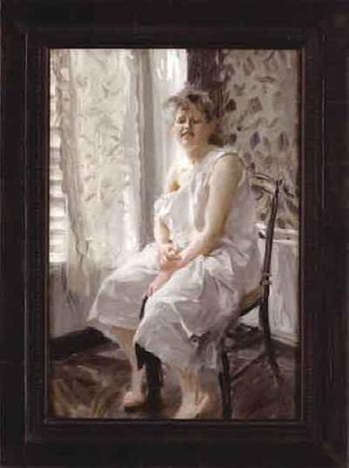Morning - girl seated on chair by Anders Zorn