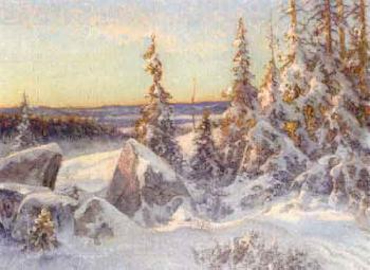 Winter landscape between Klenhyttan and Ludvika by Anshelm Schultzberg