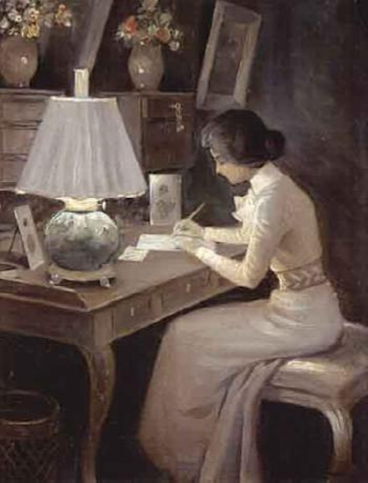 In the lamp-light, evening by Paul Fischer