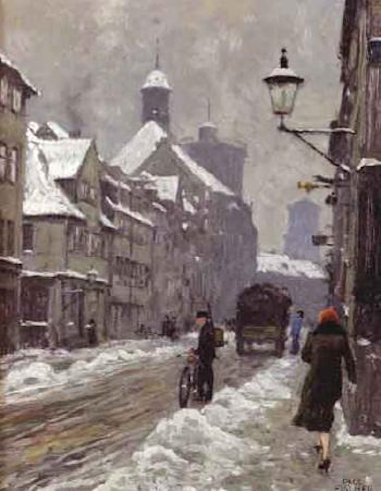 Street scene in winter, Copenhagen by Paul Fischer