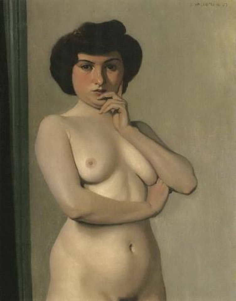 Torse de femme nue sur fond paravent bleu by Félix Vallotton