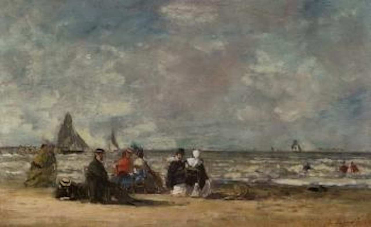 Sur la plage de Trouville by Eugène Boudin