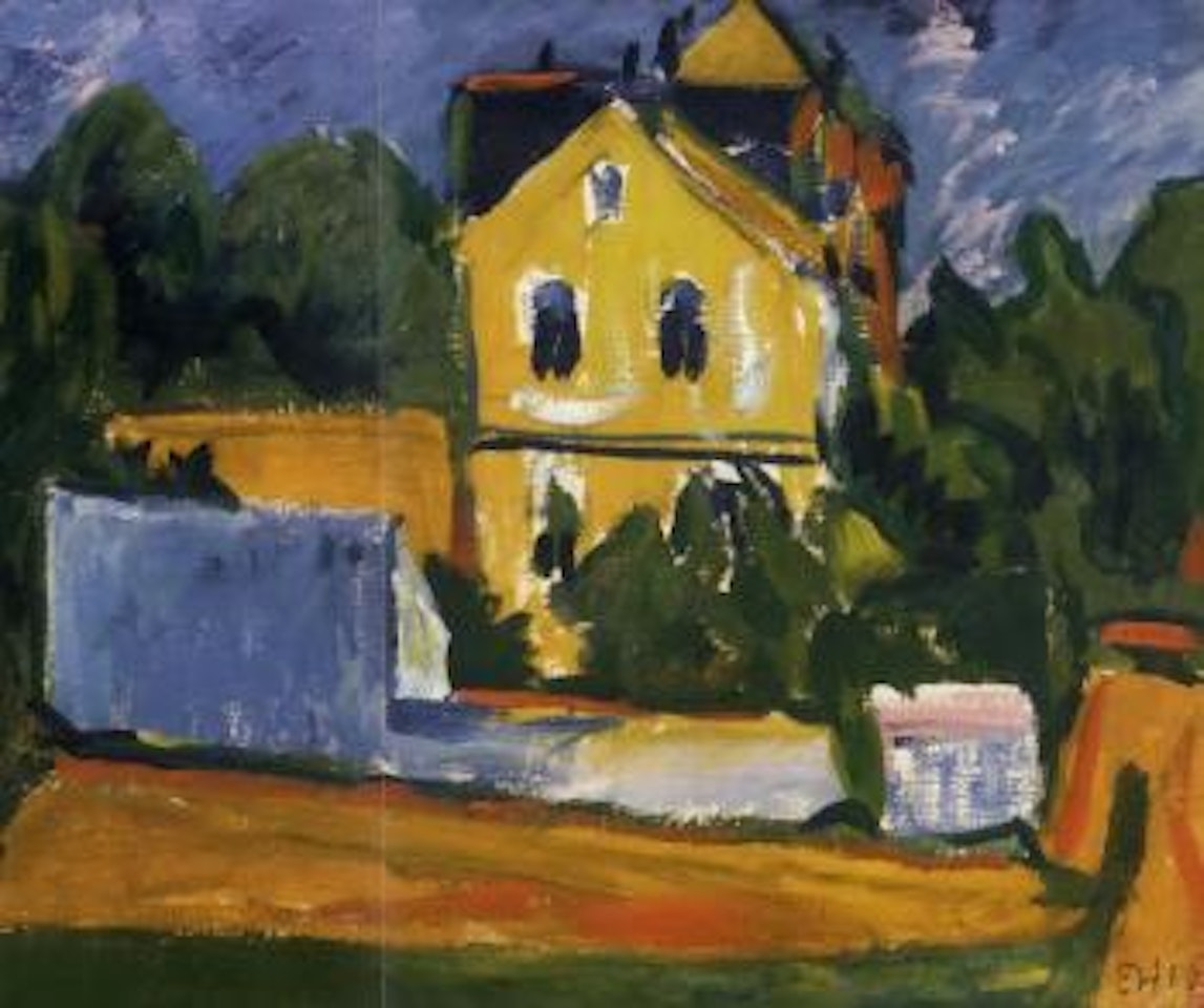 Sitzender weiblicher Akt. Das weisse Haus, Moritzburg by Erich Heckel