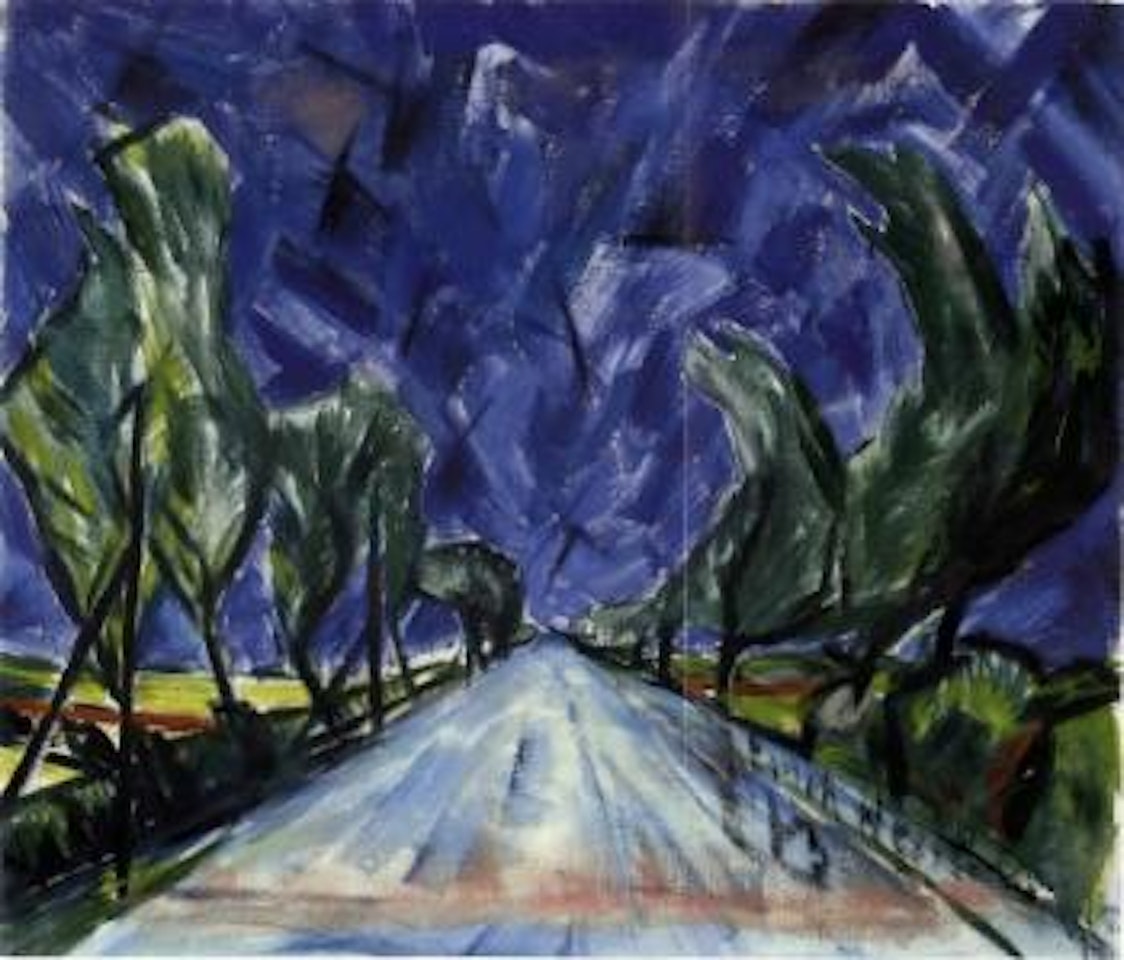Landstrasse. Winter landscape by Erich Heckel