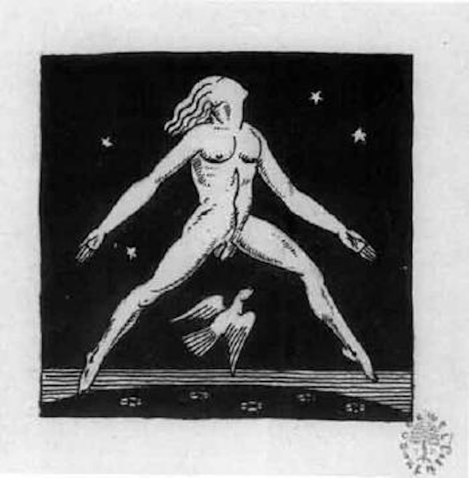 Nude figure. Letter I. House at night by Rockwell Kent