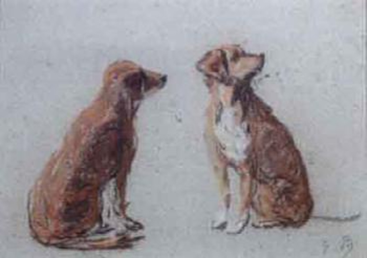 Two dogs by Eugène Boudin