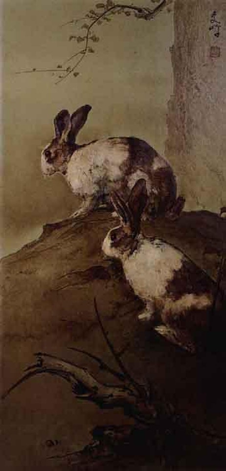 Two rabbits by Lee Man Fong