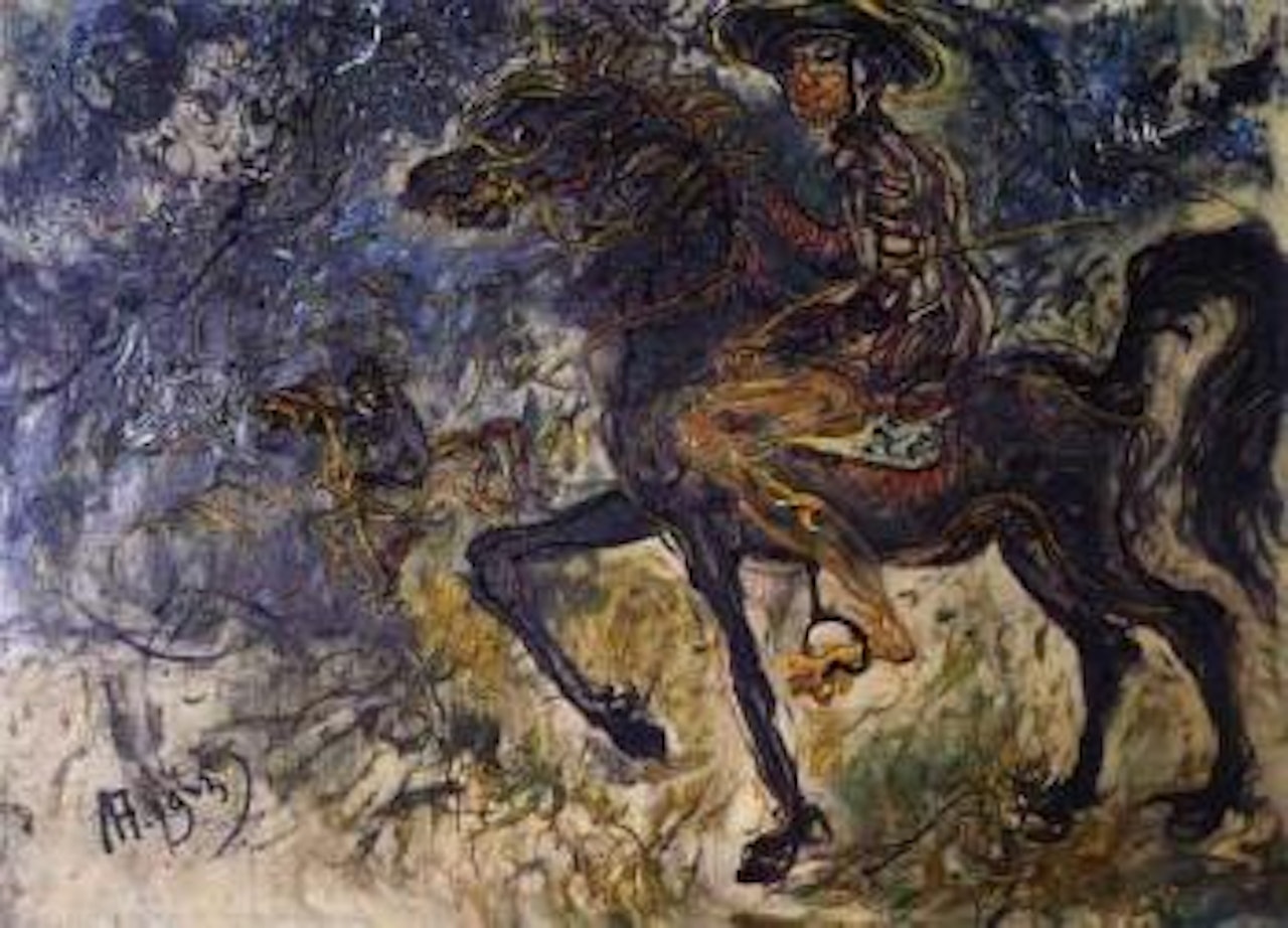 Man on horse by Affandi