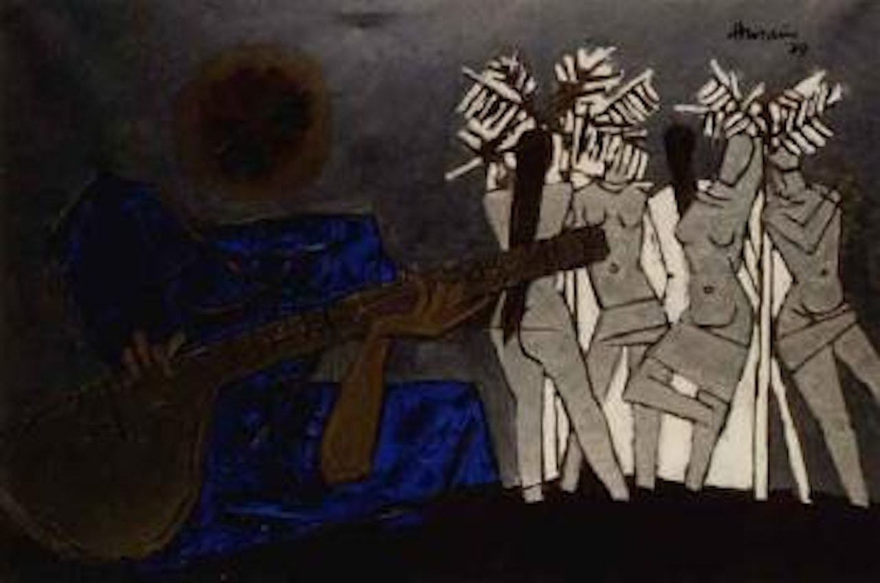 Sitar player by M.F. Husain