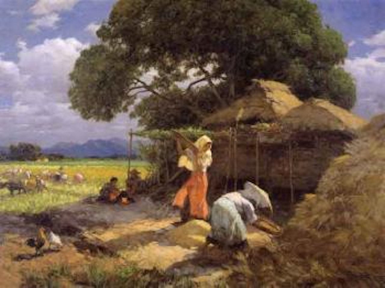 Winnowing rice by Fernando Amorsolo