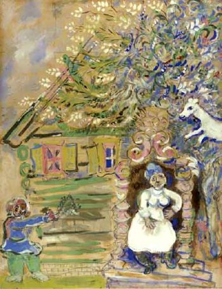 Les fiances devant l'isba by Marc Chagall