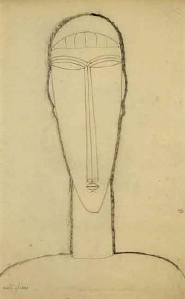Tete et epaules de face avec frange by Amedeo Modigliani