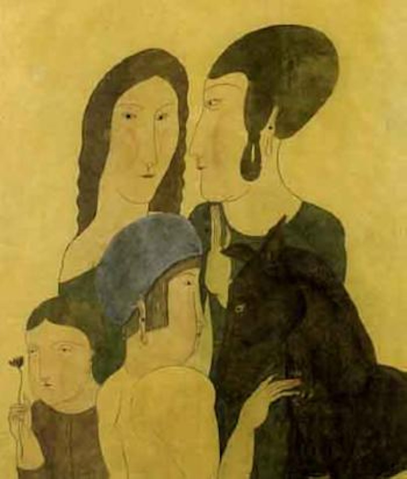 Famille a l'ane by Leonard Tsuguharu Foujita
