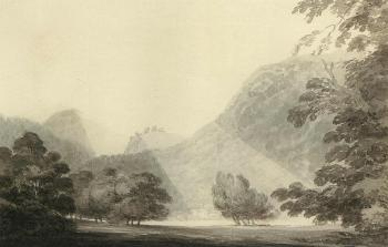 River landscape. Sunlight on a river valley by Thomas Girtin by Joseph Mallord William Turner