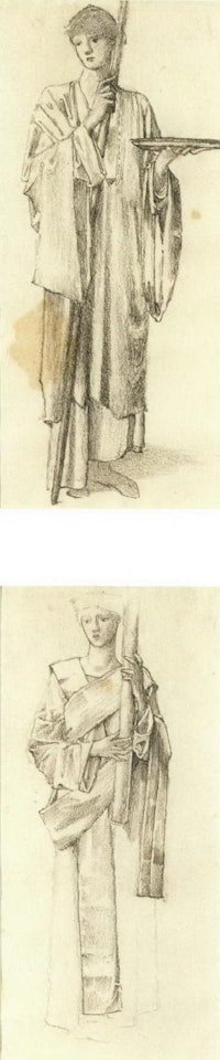 Studies for Angels in Galhad at the Shrine for Holy Grail tapestries by Edward Coley Burne-Jones