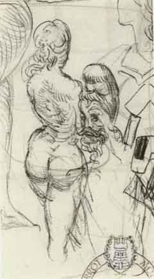 Nu de dos et portrait d'homme erotique by Salvador Dali