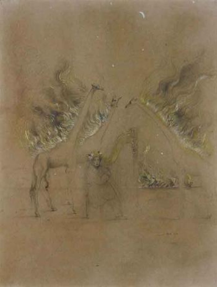 Portrait de Harpo Marx avec girafes en feu by Salvador Dali
