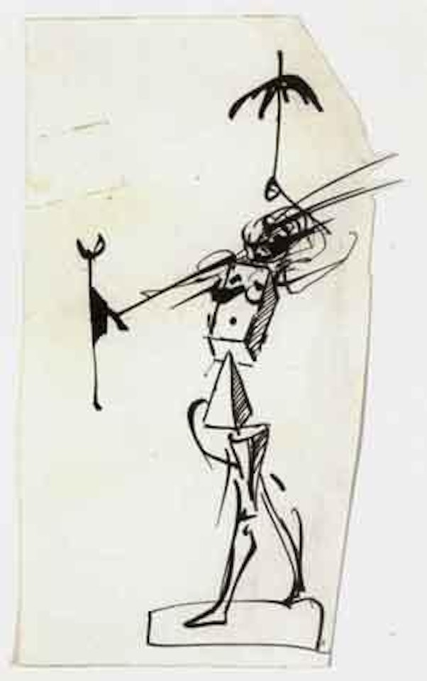 Personnage au parapluie et a la Bequille by Salvador Dali