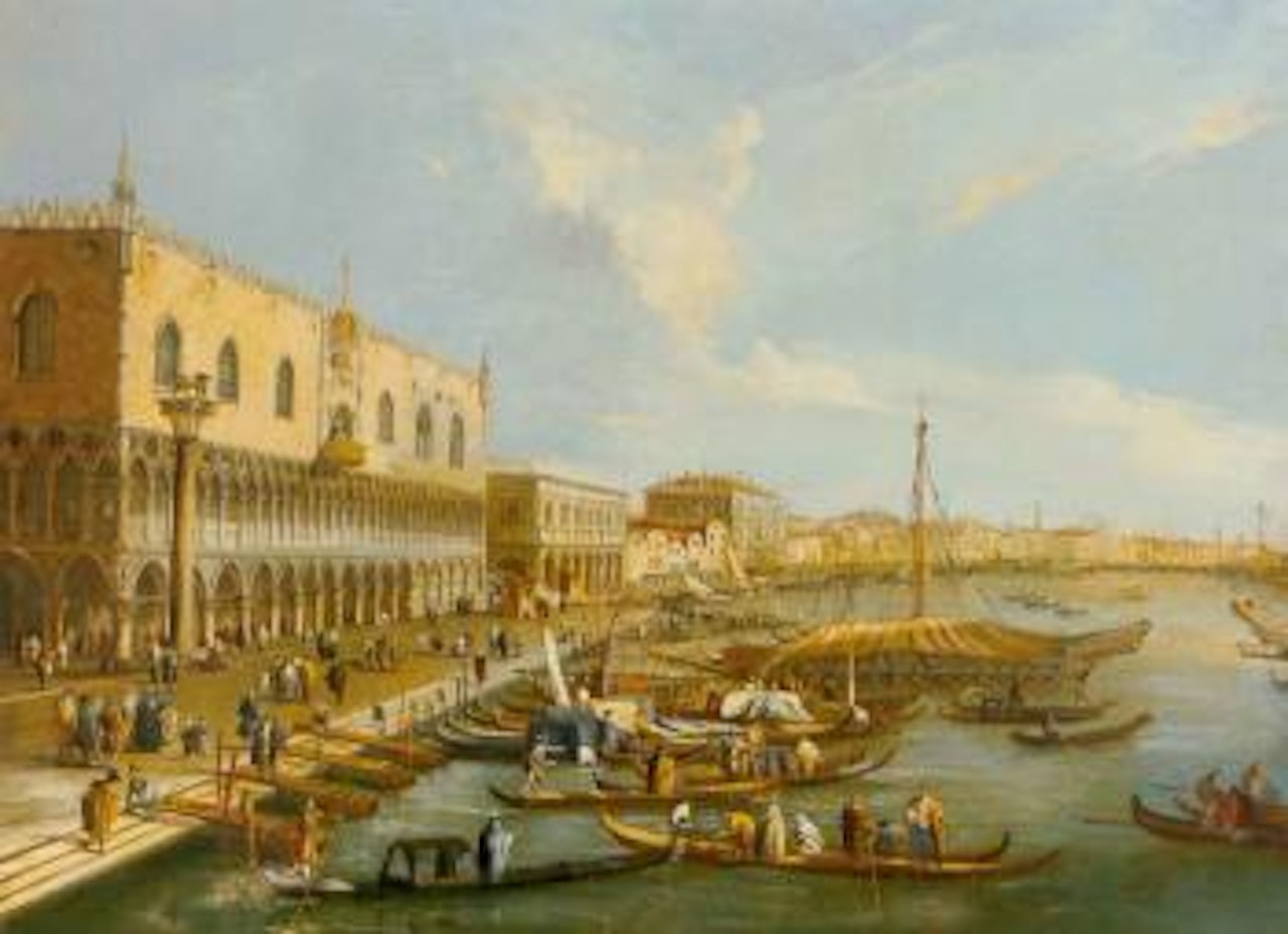 Doge's Palace and the Riva degli Schiavoni, Venice. Grand Canal, Venice by Venetian School