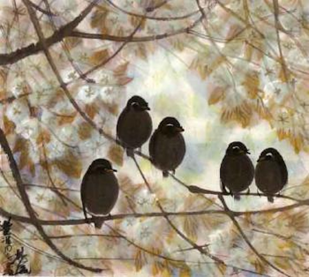 Cherry blossom and birds by Lin Fengmian