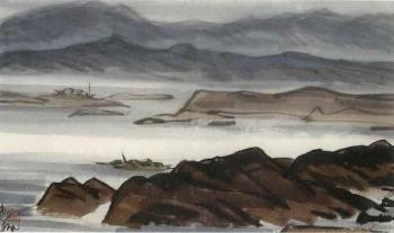 Fishing pond by Lin Fengmian