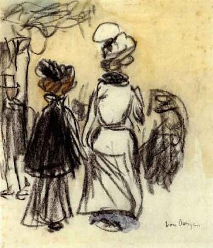 Scene d'exterieur, femmes de dos by Kees van Dongen