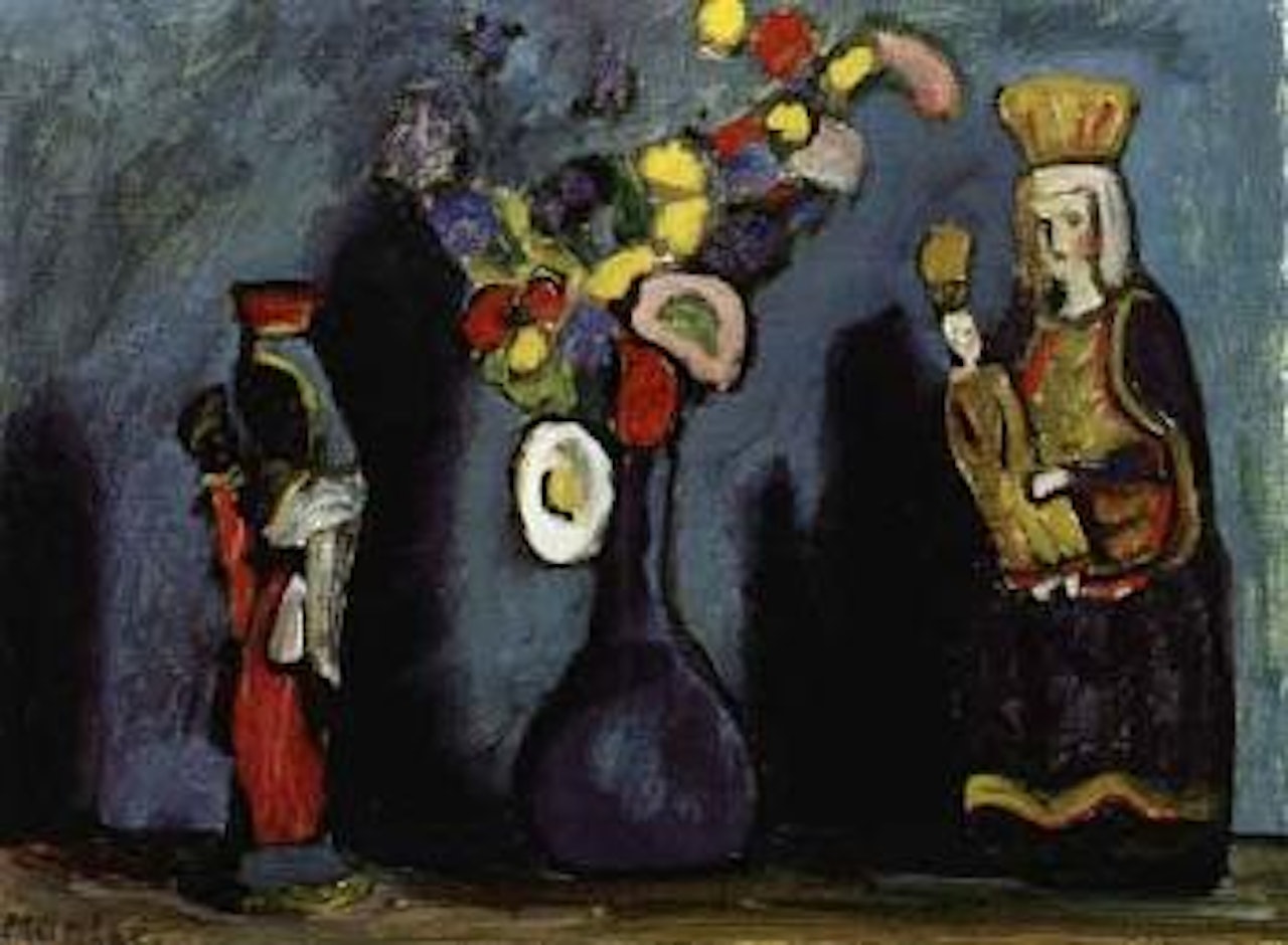 Vase with two miniature Madonna's by Gabriele Münter