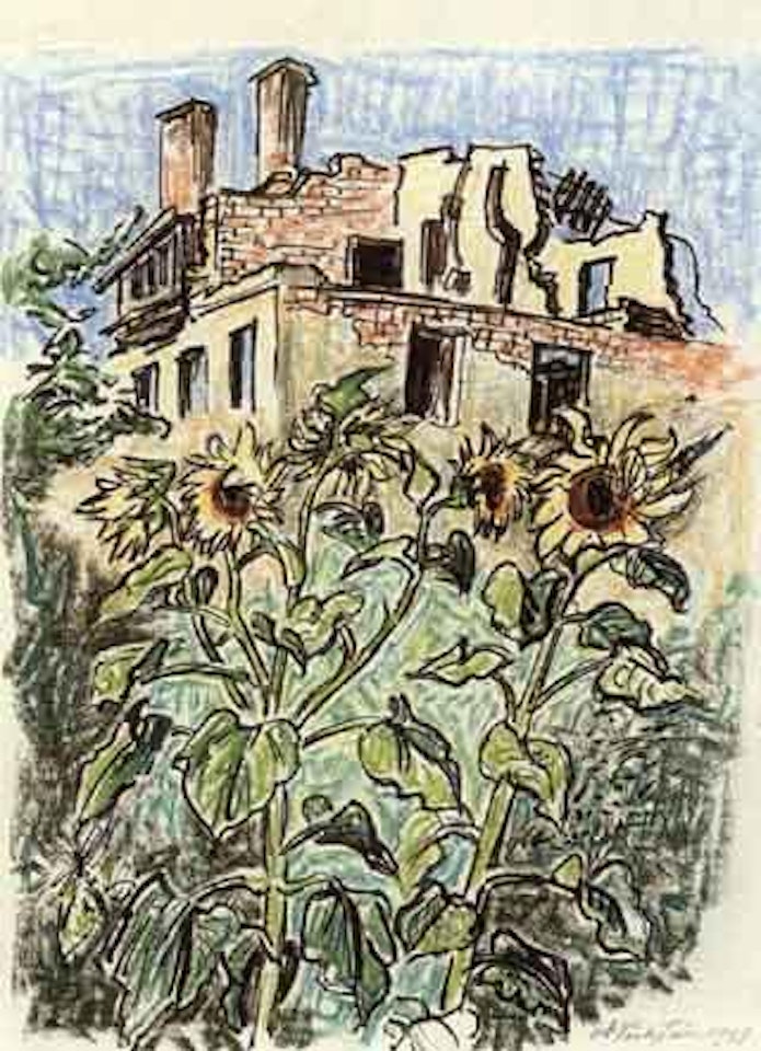 Sunflowers in garden by Max Pechstein