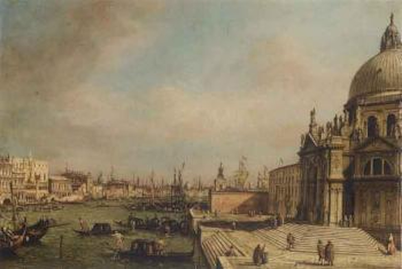 Venice, view of the entrance to Grand Canal. View of the Molo with Doge's Palace by Venetian School