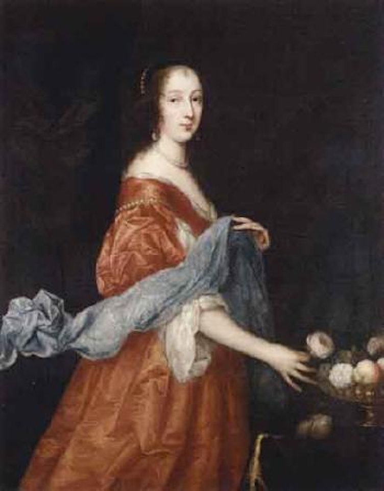 Portrait of a lady thought to be Lady Judith May, three-quarter length by Anthony van Dyck