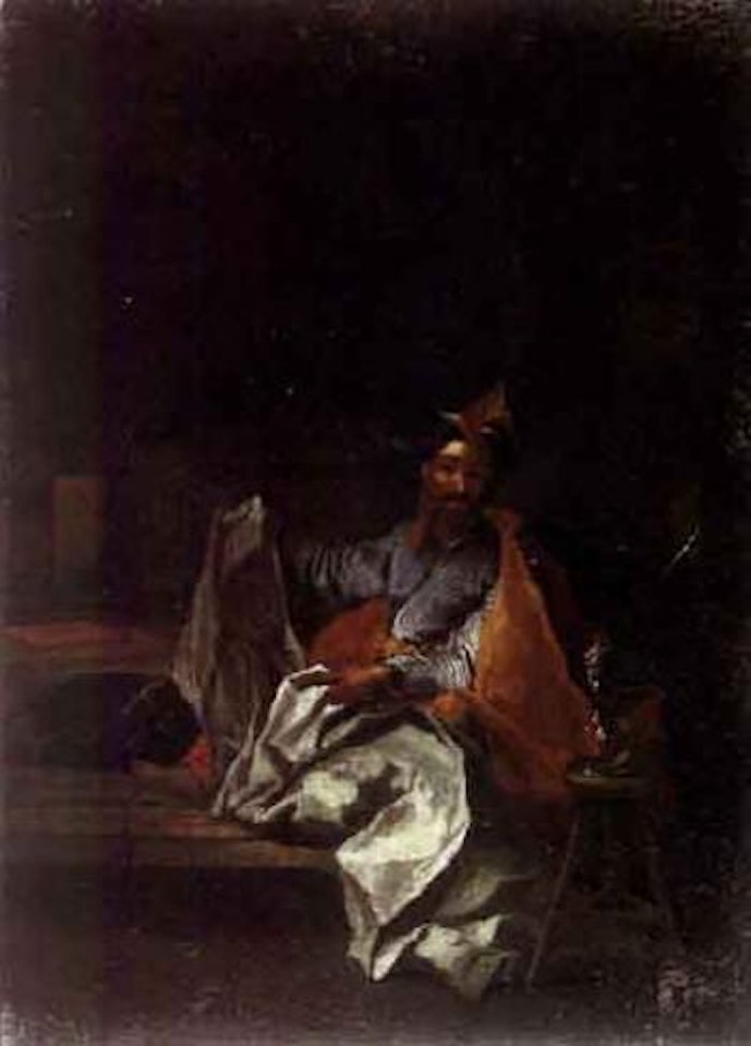 Astronomer resting his hands upon a celestial globe by Circle of Luca Giordano