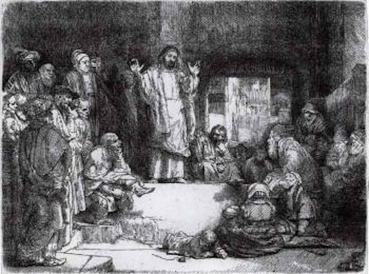 Christ preaching - La petite tombe by Attributed to Rembrandt Harmensz van Rijn