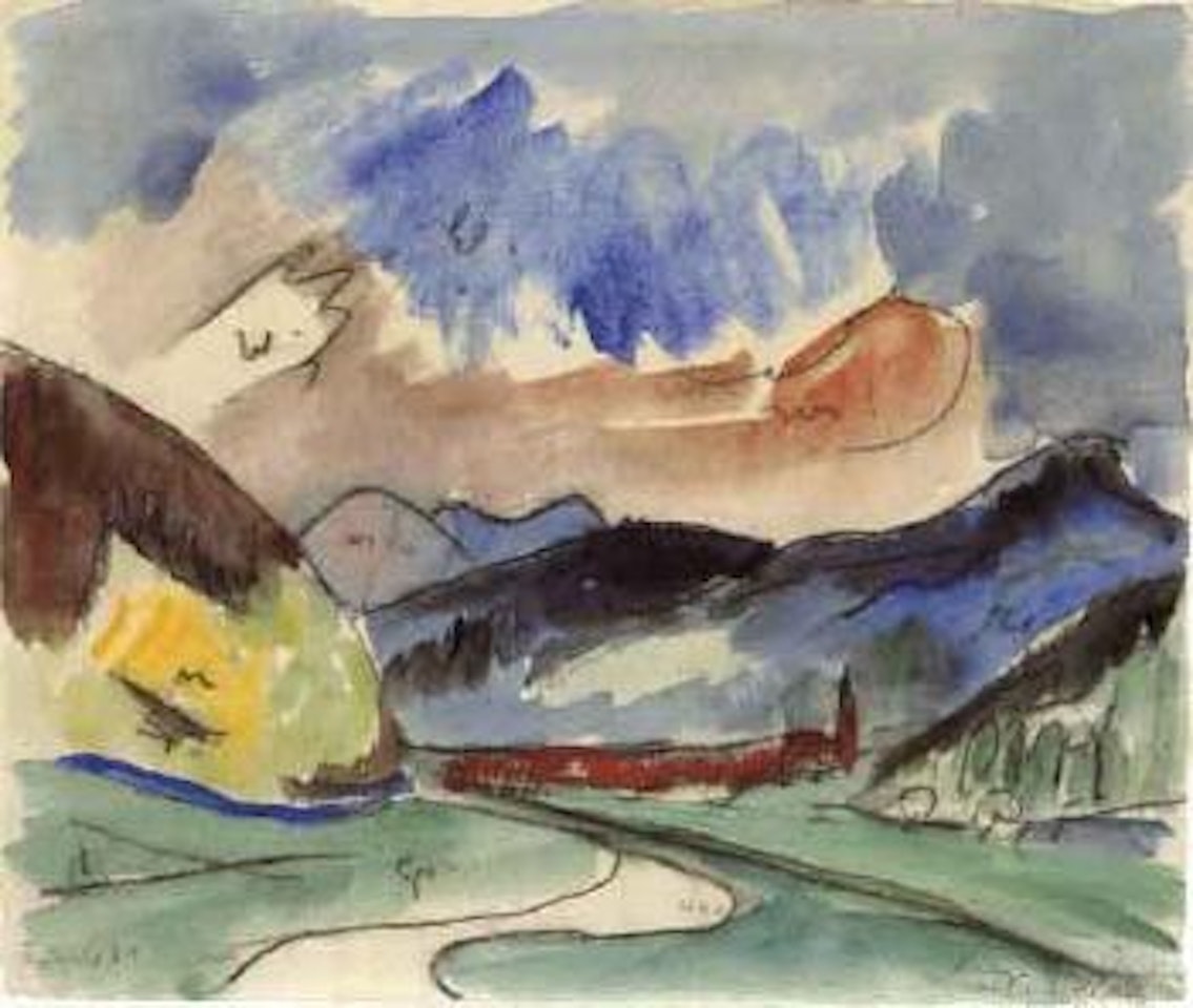 River valley between mountains by Erich Heckel
