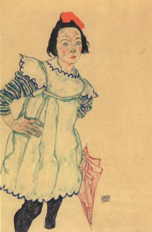 Girl with umbrella by Egon Schiele