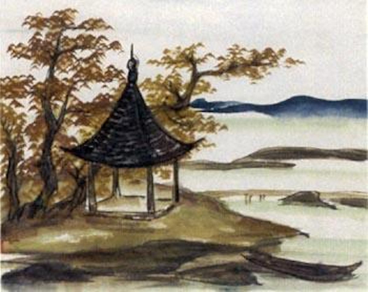 Riverside pavilion by Lin Fengmian