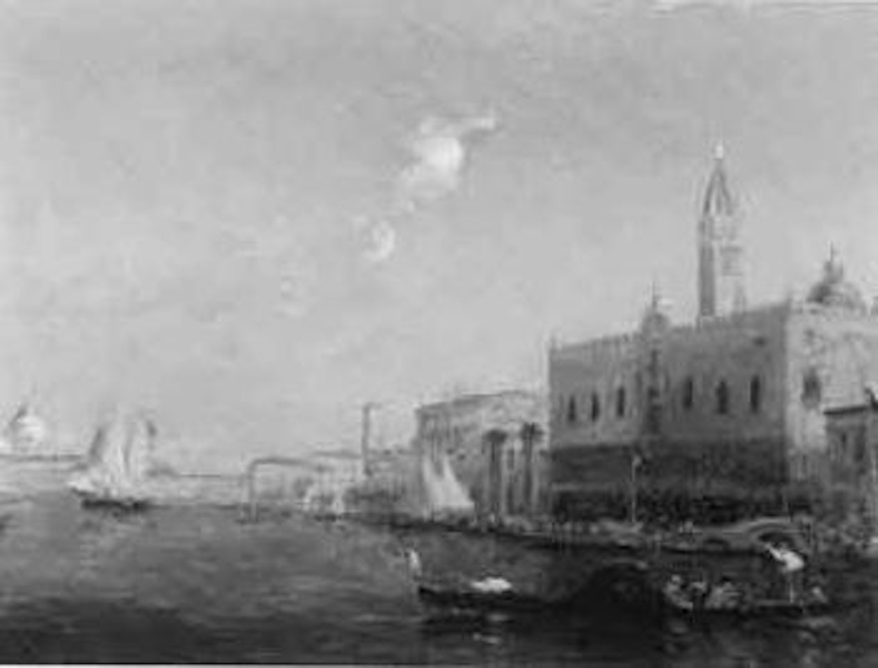 Animated canal scene before the Doge's Palace by Félix Ziem