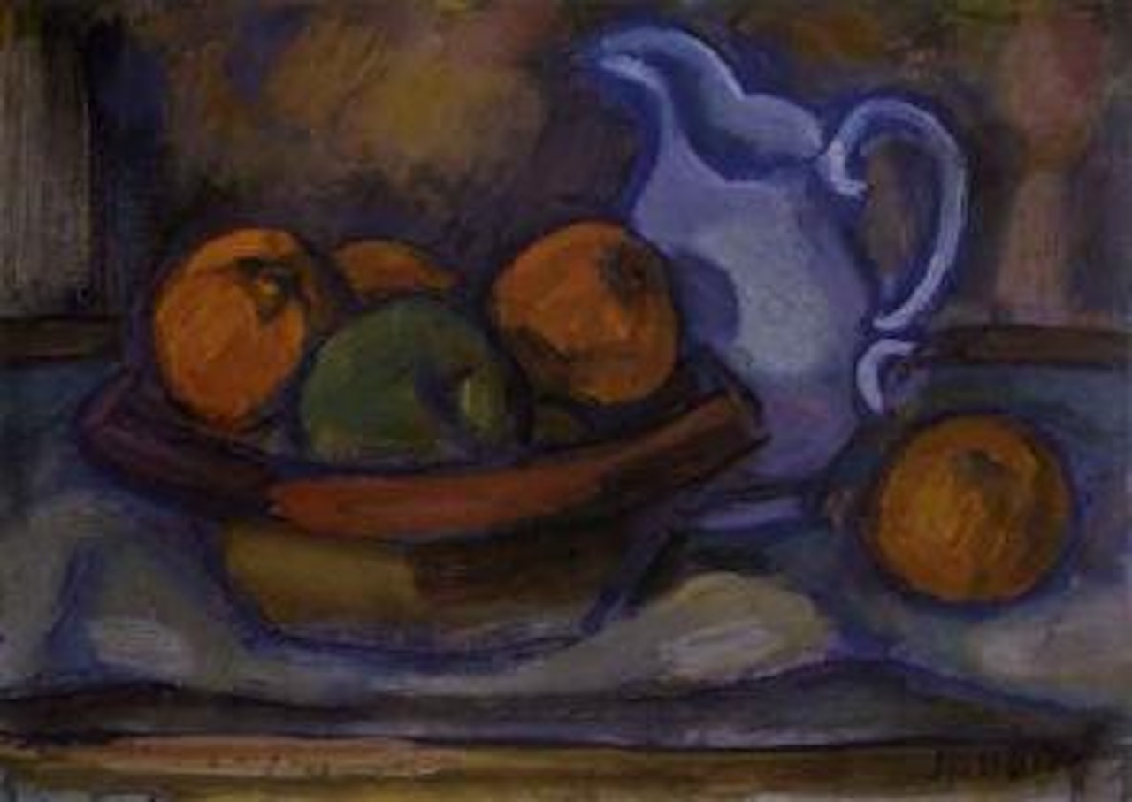 Still life with apple and jug by János Kmetty