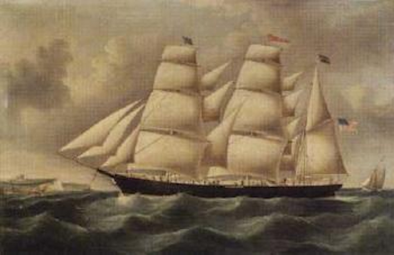 Portrait of the Bark Mary Edson, Dover Harbour and Castle off the English coast by English School