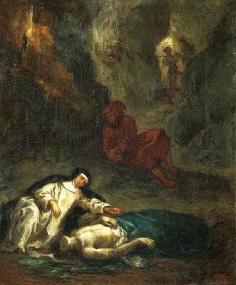 Lelia pleurant sur le corps de Stenio by Eugene Delacroix