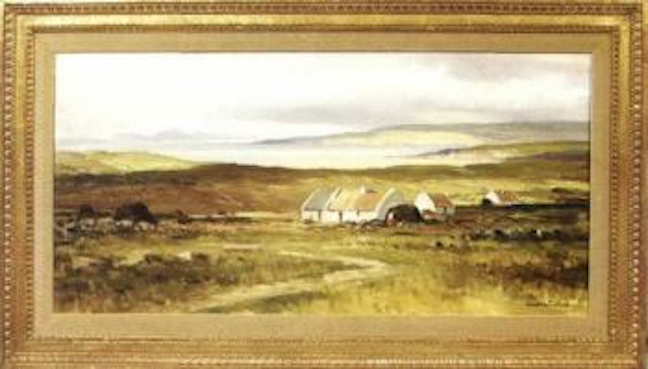Landscape with farmland and lake by Maurice Canning Wilks