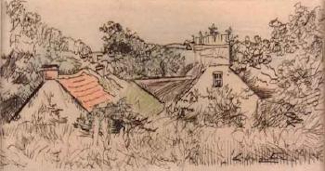 Cottages, Ceres, Fife by George Leslie Hunter