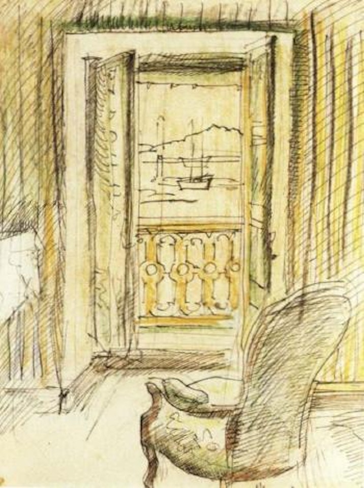 Balcony with a sea view by George Leslie Hunter
