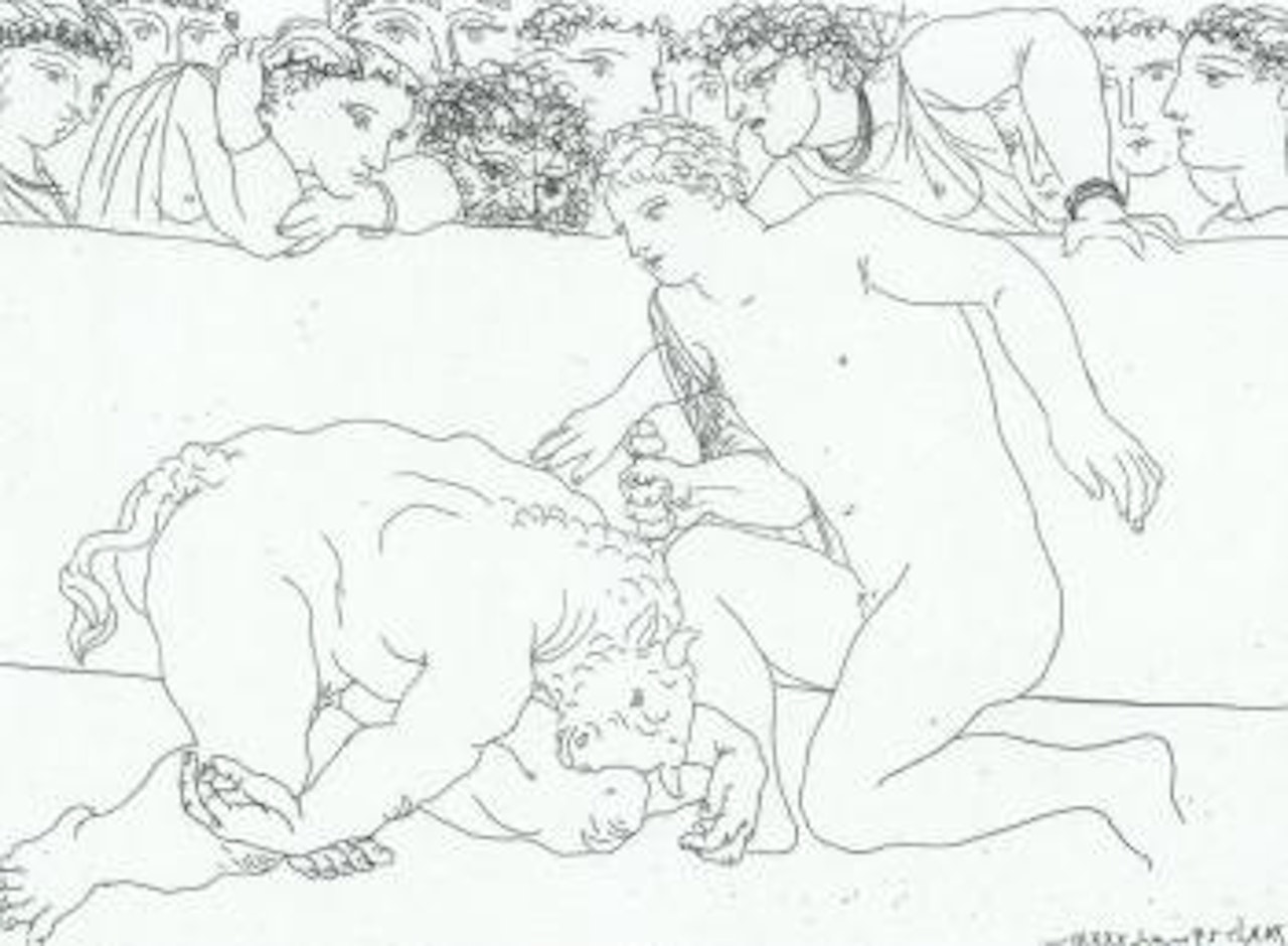 Dans l'arene, jeune homme achevant le minotaure by Pablo Picasso